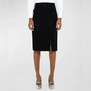 Theory High Waist Side Slit Drape Velvet Skirt
